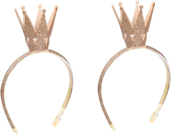2 stk. glitrende kronehårbånd gull prinsesse kronehårbånd bryllupsfest for jenter barn barn halloween jul bursdag