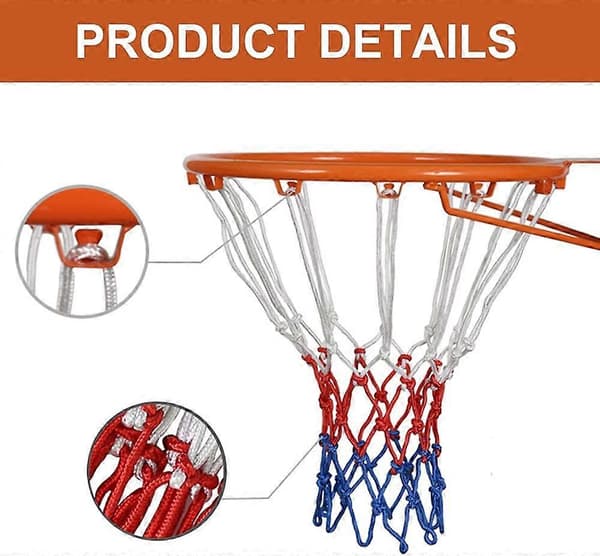 Professionelt basketnet, basketkurvnet, sæt med 2 polyesterbasketnet til standard indendørs eller udendørs brug (12 løkker)