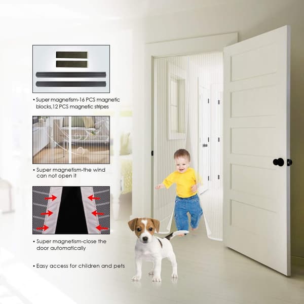Magnetic Insect Screen, White 80x210cm, Self-Closing, Child & Pet Friendly, Keeps Insects Out