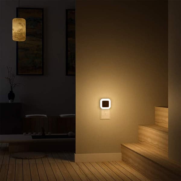 2 stk automatiske nattlys, skumringssensor nattlys, dimbar lampe, nattlys stikkontakt, varmhvit