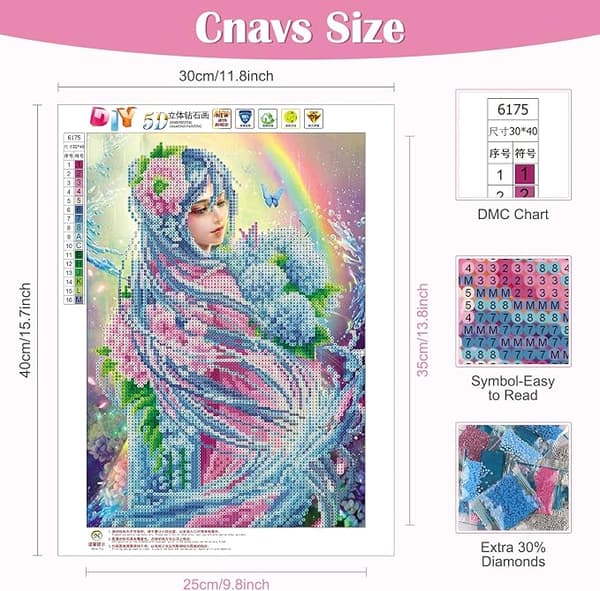 5D Diamond Painting Kit - Rainbow Girl 30*40cm (Frame not included)