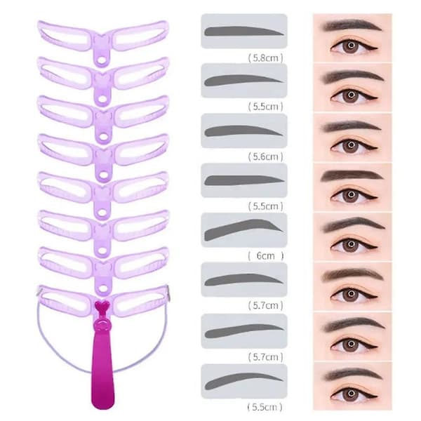 8 Styles Eyebrow Shaping Templates Grooming Shaper Stencil Makeup Tool KiJ0