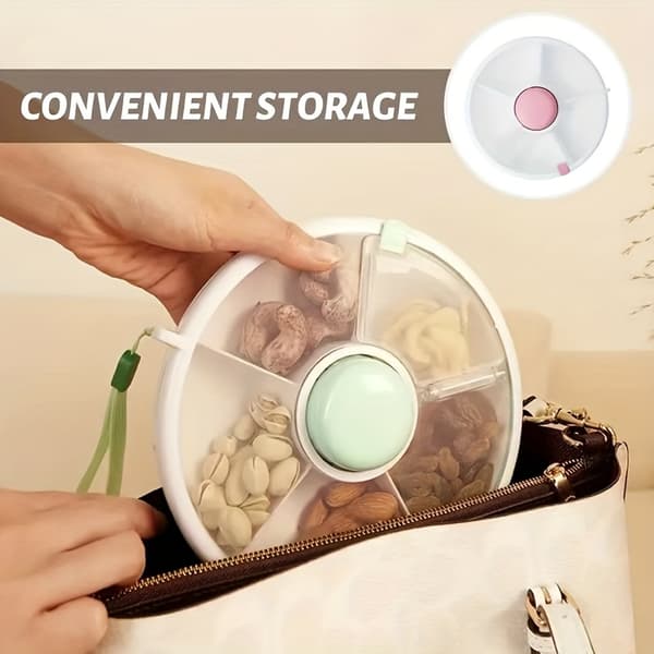 Roterande Fruktskål Bärbar Utomhus Snacksbox Täckt Förvaring 5 Fack Organizer Blå Blue