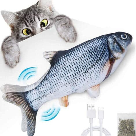 CHOYCLIT Magic Fish Kattelegetøj til voksne, grå, pædagogisk legetøj, USB-genopladelig Grå Gray