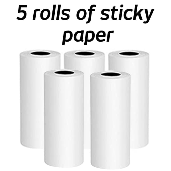Replacement Paper for Portable Photo Printer, 5 Rolls Thermal Paper + 5 Rolls Adhesive Paper