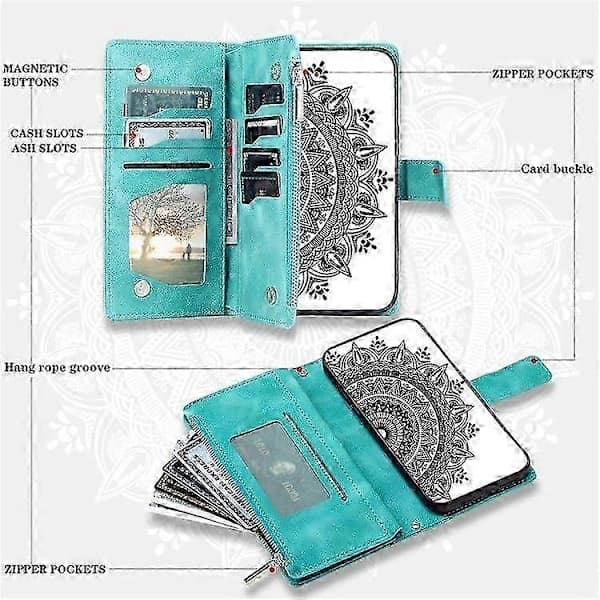 Mandala Blomstermønster PU Læder Pung Etui til Samsung Galaxy S25 Edge