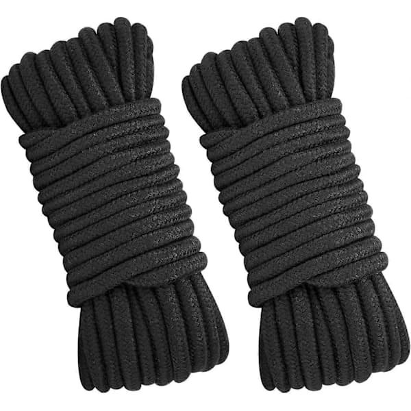 Soft Cotton Rope 8MM Thick Black Cotton Rope 2-pack 33 Ft/10M Cotton Cord for