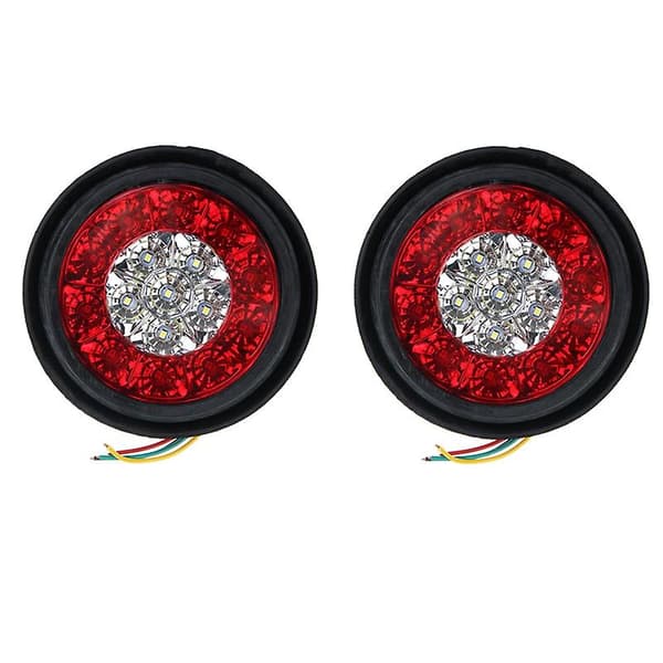 2 stk. 16 LED Dobbeltfarvede Baglygter Runde Baglygter til Lastbiler Bremse Stop