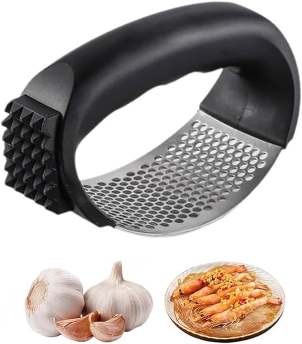 (1 Piece) New Style Stainless Steel Garlic Press, Manual Portable Garlic Press for Kitchen