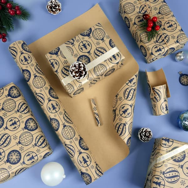 Christmas Wrapping Paper Blue Bells Pattern Paper (43CMX 300CM)