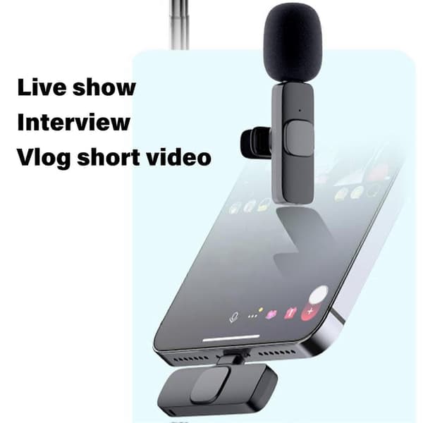 Wireless Lavalier Microphone 1 for 2 Automatic Noise Reduction Wireless Clip On Lavalier Lapel Mic for Video Recording