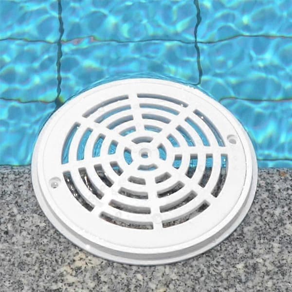 8-inch Pool Main Drain Cover Top Grille Bottom Mounting Plates White Replacement Pool Drain Cover