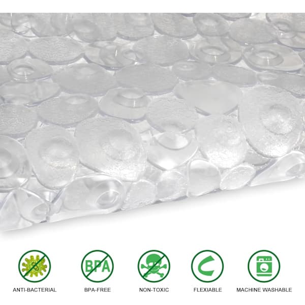 Halkfria badkarsmattor, genomskinlig stenbadrumsmatta halkfri och mögelresistent, halkfri duschmatta, flexibel oval PVC-FY-