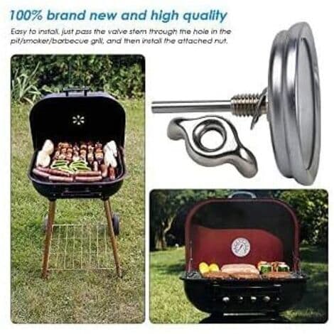 Grilltermometer i rustfrit stål – Område 50-500°C – Analogt display – Til pizzaovne og brændefyrede ovne
