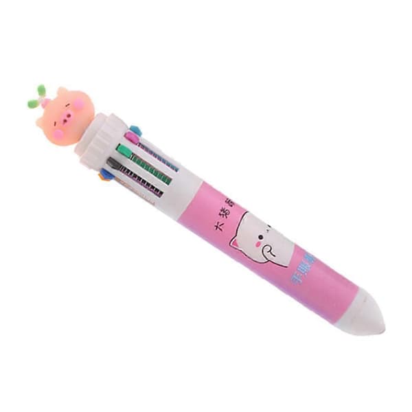 10-farve kuglepen, 0,5 mm, søde grisepenner til piger, børn, drenge, jul Pink Pink