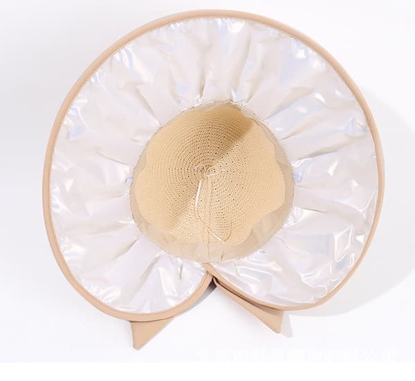 Sun Hat - Foldable Wide Brim - Hollow Slit Design - Bow Design