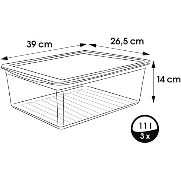 Storage Boxes with Air Control System, 3-Pack, 3 x 11 l, Bea, Transparent