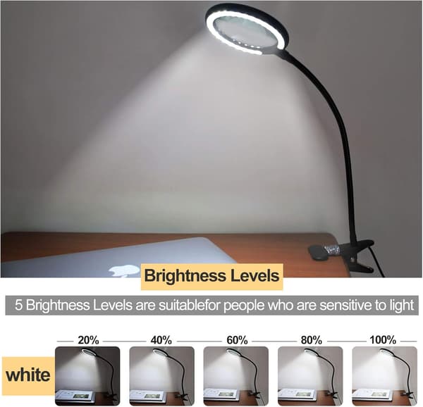 Dagsljus LED -suurennuslasi, pidike suurennuslasilla ja 6 säädettävää valoasetusta