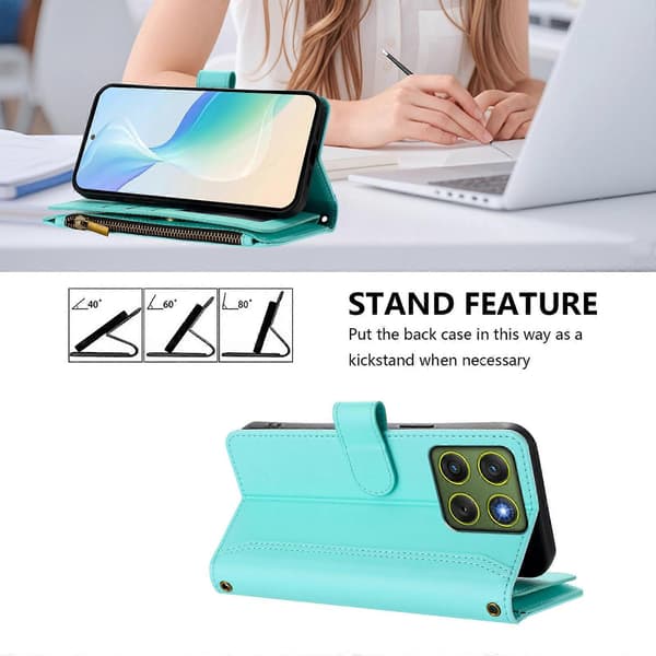 Compatible with Motorola Edge 70 5G Leather Case 9 Card Slots Zipper Wallet Case with Wrist Strap-FX-