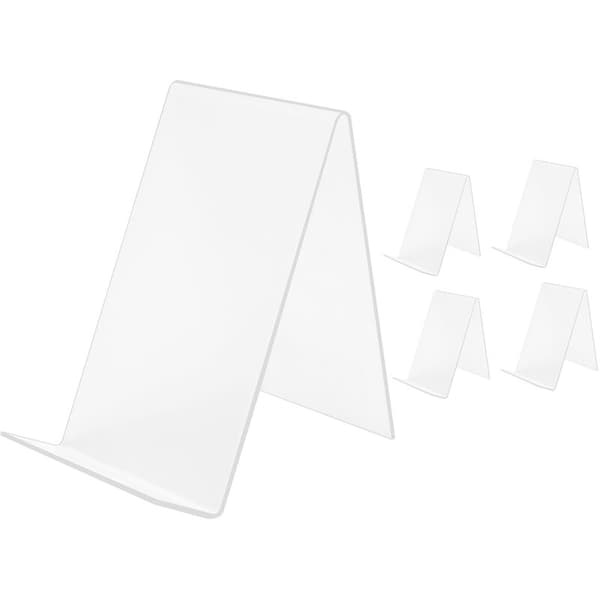 Acrylic Book Stand with Edge, Clear Acrylic Display Stand, Clear Shelf for Books, Notebooks, Artwork