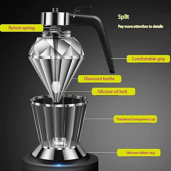 Honungspump, Honungsburk med Ställ, Honungskanna - Glas, Premium Diamantflaskdesign, Kapacitet: 200 ml