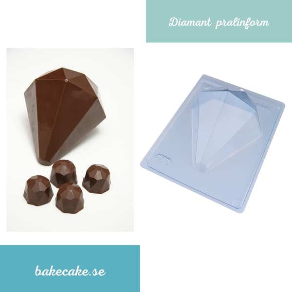 Pralinform Diamant 500g - BWB 852 - Spesiell 3-delt form Transparent transparent