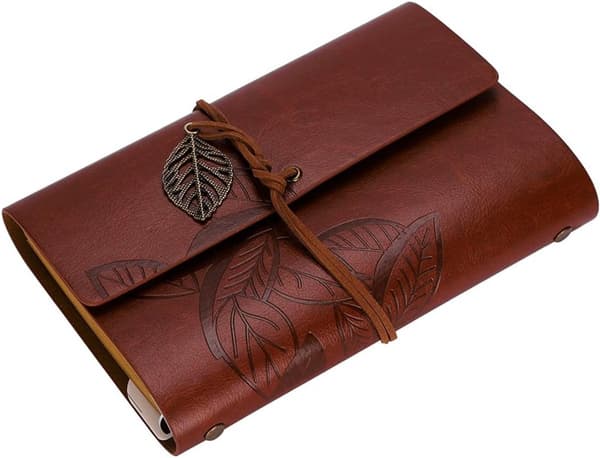 A6 Loose Leaf Notebook 6 Holes - Artificial PU Cover Retro - Unlined Paper 75 Sheets