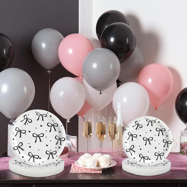 60 stk. Coquette sløjfe fest sort til gaver (sort) Black
