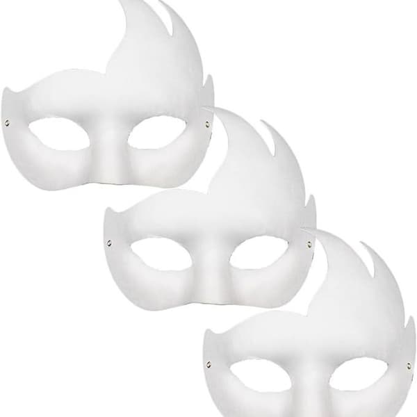 Kattmask vit kattmask blank DIY Halloween-mask djur halvmask maskerad 5 st 5pcs
