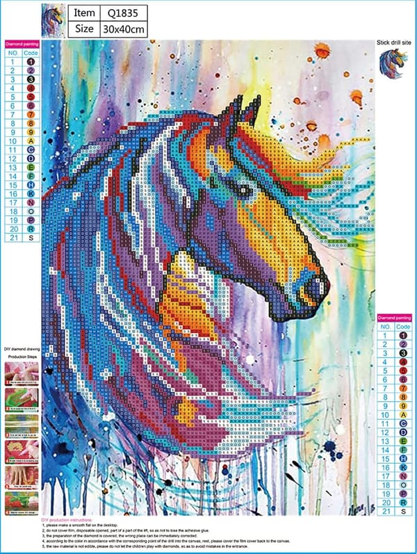 5D Timanttimaalaussarja 30x40cm DIY Värikäs Hevonen Timanttitaide