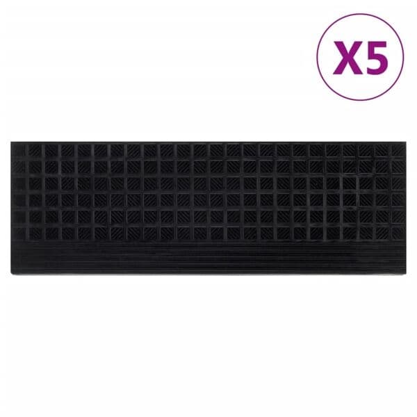 vidaXL Stair Mats 5 pcs 25x75 cm Rubber Svart 4800