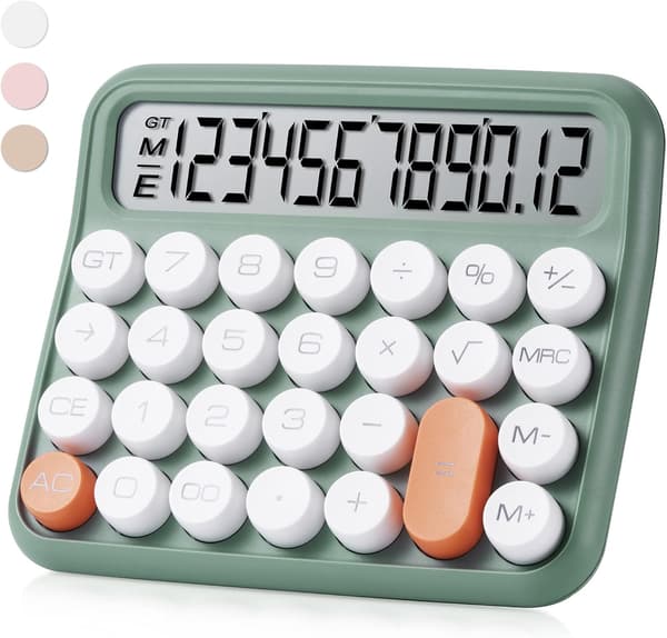 Office Calculator 12 Digits Large LCD Display Cute Calculator Handheld Mechanical Calculator Large Buttons Calculator Desktop