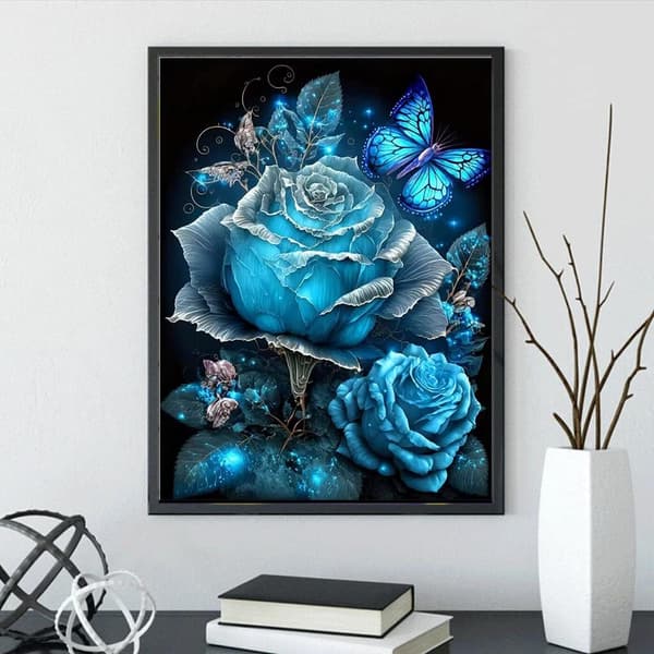 12x16 tommer Sommerfugl Rose Diamantmalingssett for Voksne, DIY 5