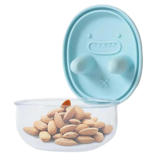 2-in-1 Mess-Free Snack Container, Silicone Box with Lid, Keeps Hands Clean and Snacks Fresh Portable Food Storage Transparent & Blue Transparent & blue
