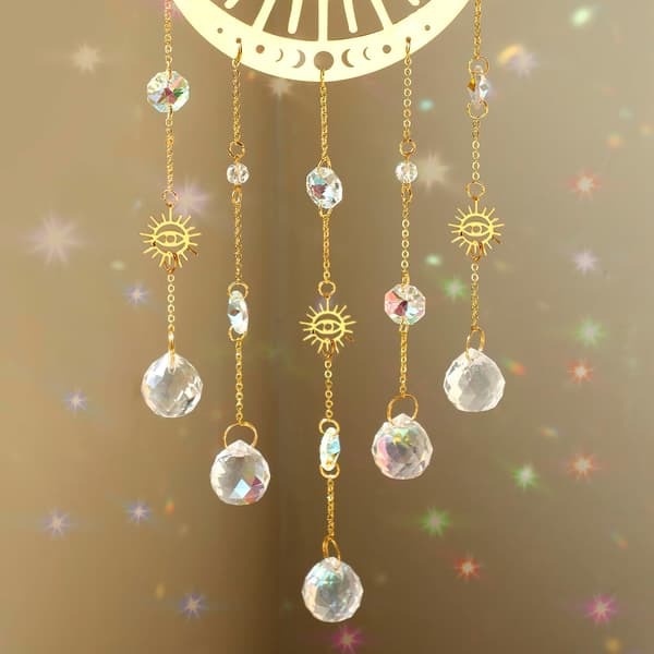 Ondt øye hagedekorasjon med stor prismekrystallkule for utendørs beskyttelse Crystal Evil Eye Crystal Evil Eye