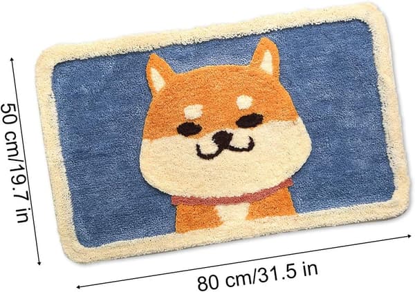 Flocket gulvmåtte til tegneseriebadeværelse, 45*65cm, Akita-hund
