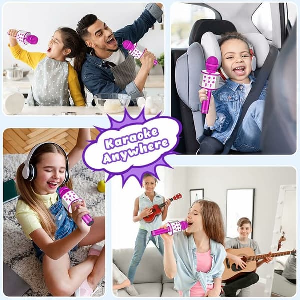 Mikrofon til børn, karaoke mikrofon til piger 3-15 år, fødselsdagsgaver til Android/iPhone/iPad/Sony/PC, legetøj til drenge 3-12 år, julegave