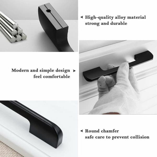 [192 mm Kitchen Cabinet Handle, Black Stainless Steel Handle, Matte Black Cabinet Handle, Matching Rail Handle
