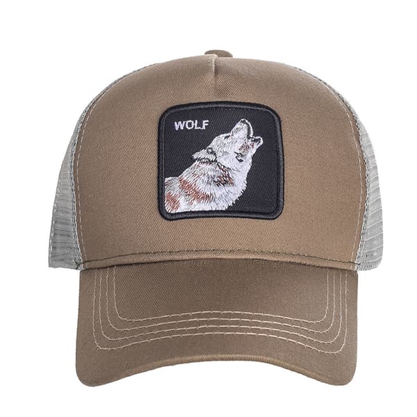 Mesh Trucker Cap med Broderet Dyredesign - Snapback - Ulvehoved Ulv Wolf