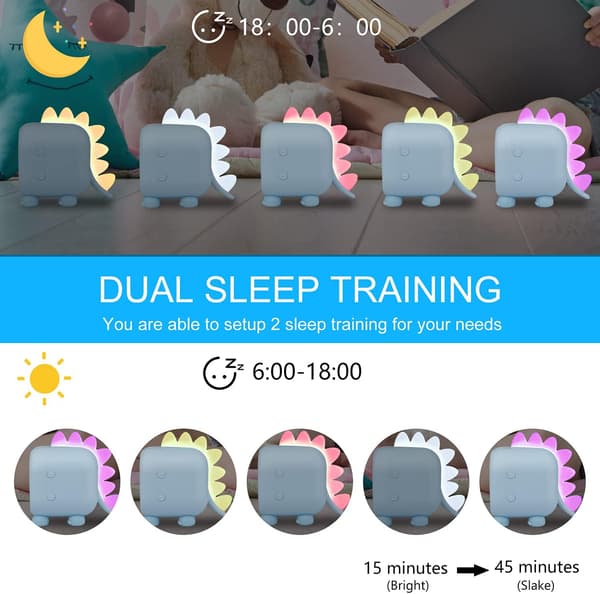 Vækkeur til børn, Dinosaur Digital Vækkeur til børn med natlampe og søvntræning, sengeur til piger/drenge