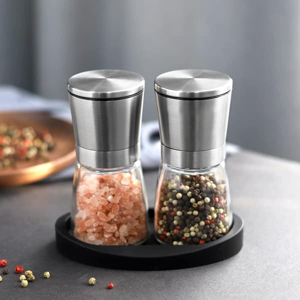 Salt- og pepperkvernsett, justerbar keramisk rustfritt stål G