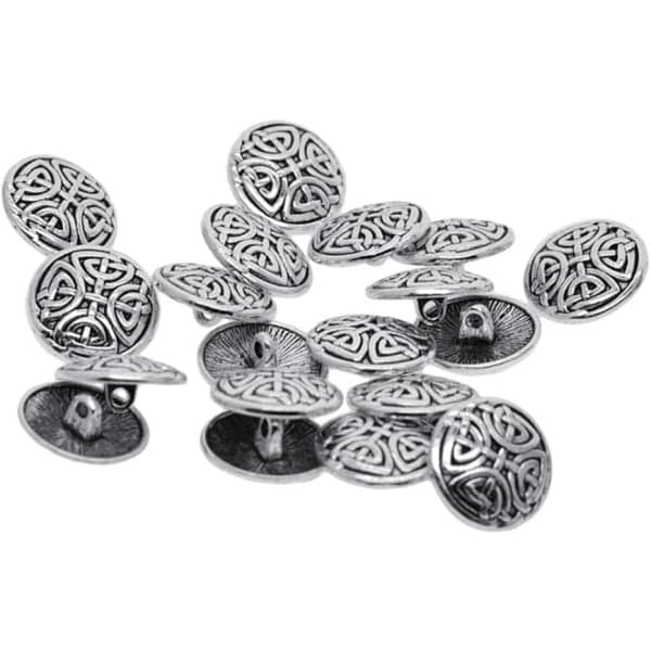 20 stk Vintage Metallknapper med skaft Utsøkt håndverk Vikingknapper - 17mm Labyrint