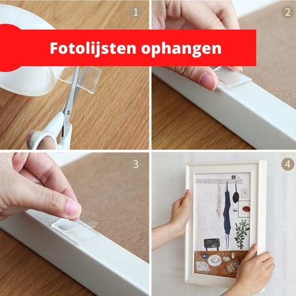 Nano Tape - 3 meter - Reusable Double-Sided Tape - Easy to Install - Magic Gecko Tape - Transparent