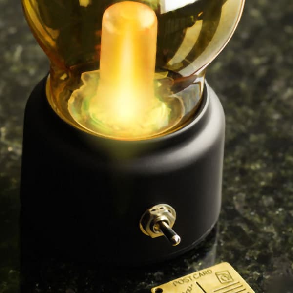 USB Rechargeable Night Light, Bulb-shaped, Continuous Light, Desk Lamp for Bedroom, Dorm, Black