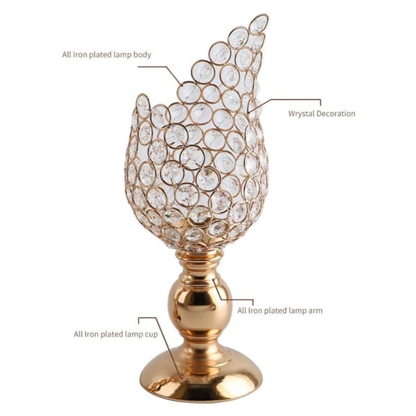 Gold Plated Iron Flower Petal Candlestick Decoration Wedding Props Home Decoration Small