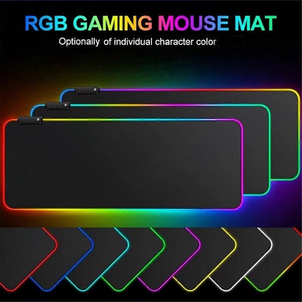 Gaming Musemåtte, 80 x 30 cm RGB Musemåtte, med Skridsikker Gummibase Computer Tastatur Musemåtte