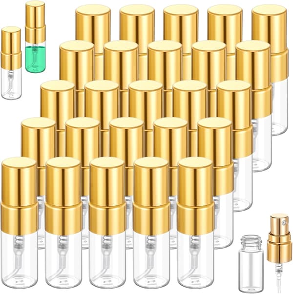50 st 2 ml sprayflaska i glas för resor (guld)