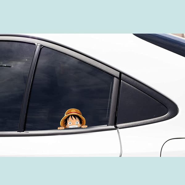 2-pack One Piece Monkey D. Luffy Peeker - Kika ut från bilen-dekaler DIY Anime Motorcykel