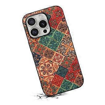 Kompatibelt deksel til iPhone 16 Pro, blomstertrykk, PU-skinn+PC+TPU-telefondeksel (blå)