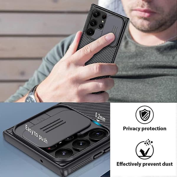 Magnetisk Magsafe-deksel Kompatibelt med Galaxy S23 Ultra, Slankt Robust Mobilskall med Skyvbart Kamerabeskyttelse
